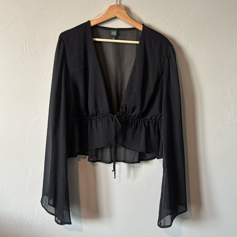 Tie-Front Bat Wing Blouse